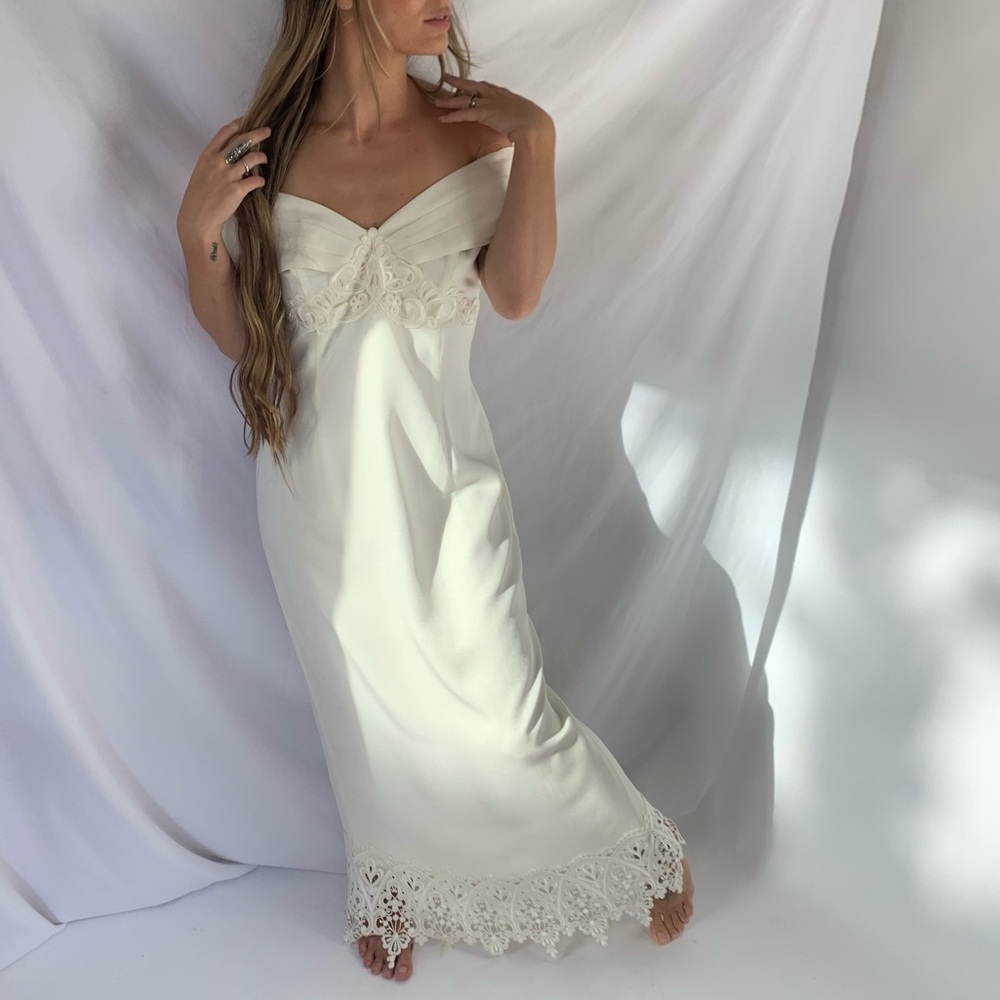 Vintage Jessica McClintock Gunne Sax Edwardian Lace Wedding Dress Womens Size 12